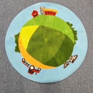 IKEA LEKFULL LAND Farm WORLD Area RUG Throw Play Mat BARN Cow Tractor KIDS Round
